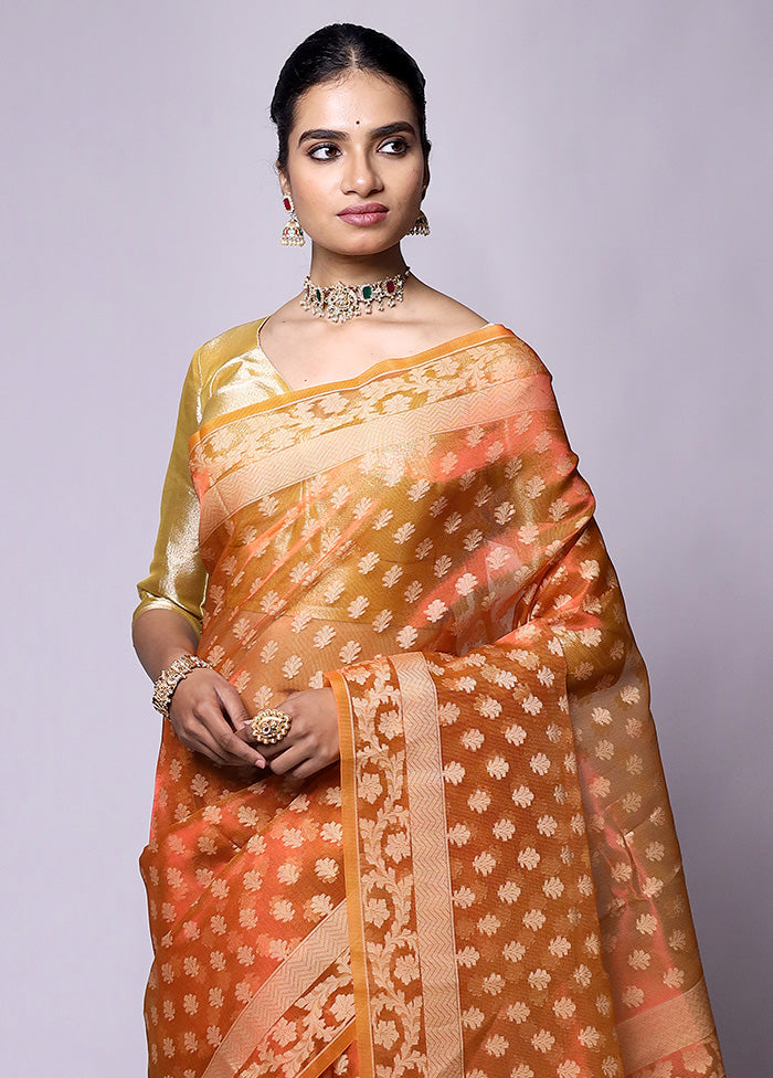 Yellow Tissue Silk Saree With Blouse Piece