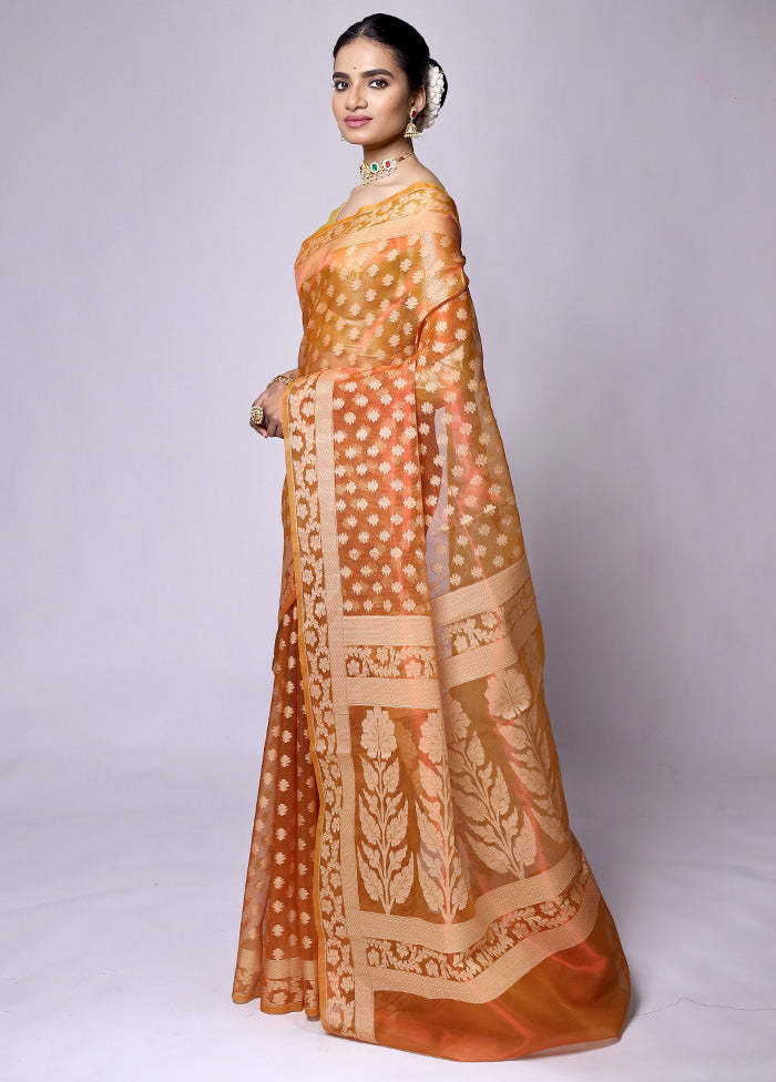 Yellow Tissue Silk Saree With Blouse Piece