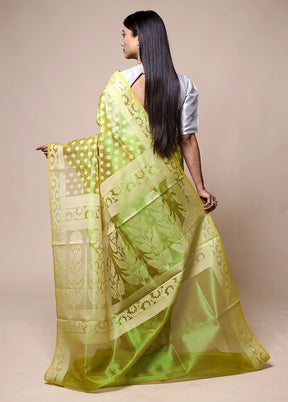 Green Tissue Silk Saree With Blouse Piece