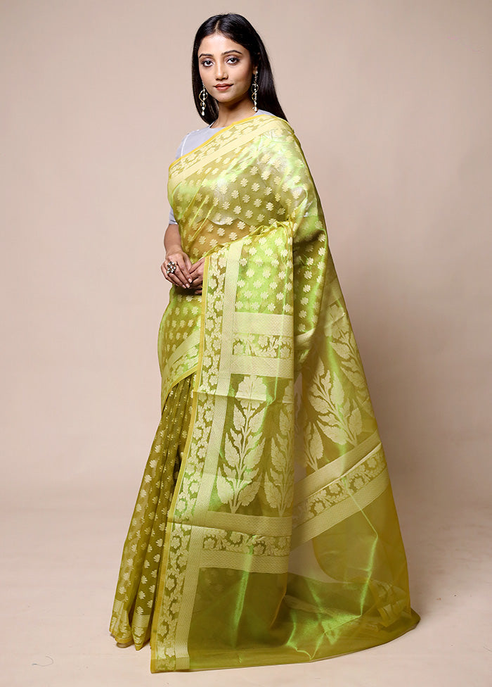 Green Tissue Silk Saree With Blouse Piece