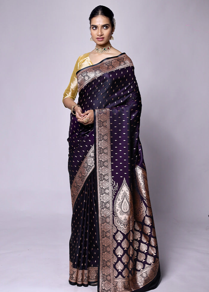 Violet Banarasi Silk Saree With Blouse Piece