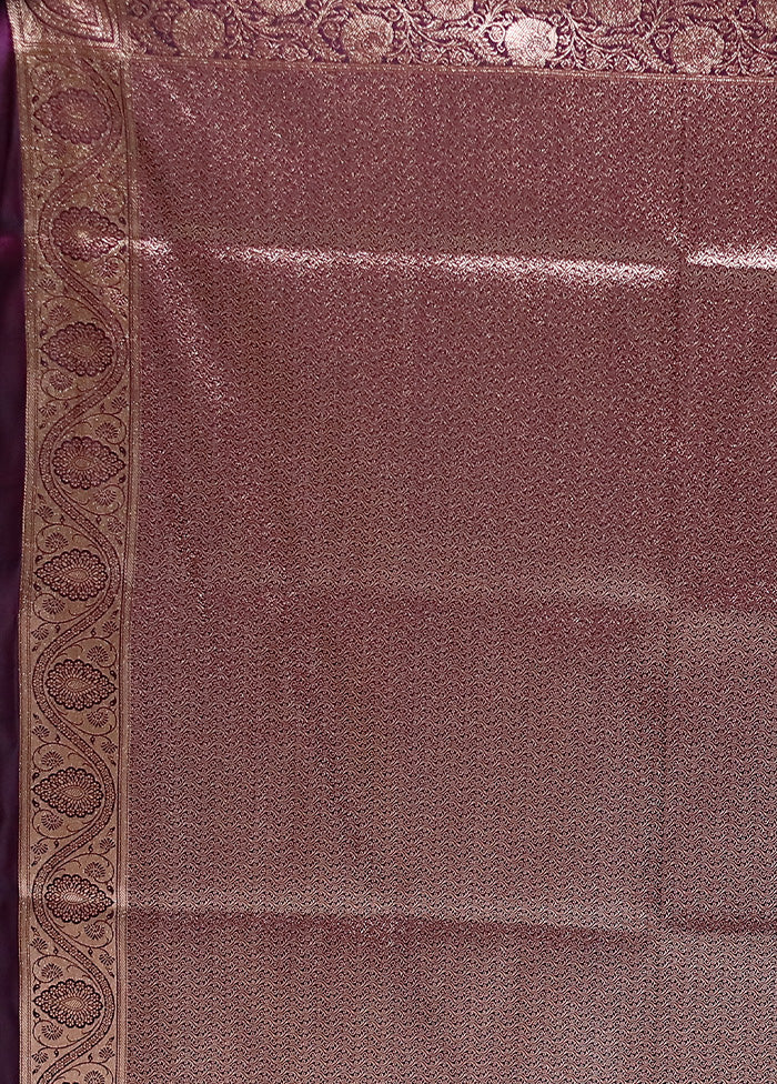 Purple Banarasi Silk Saree With Blouse Piece