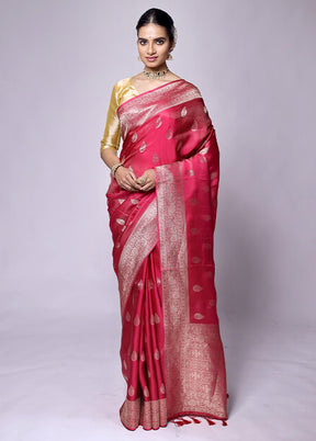 Red Dupion Silk Saree With Blouse Piece