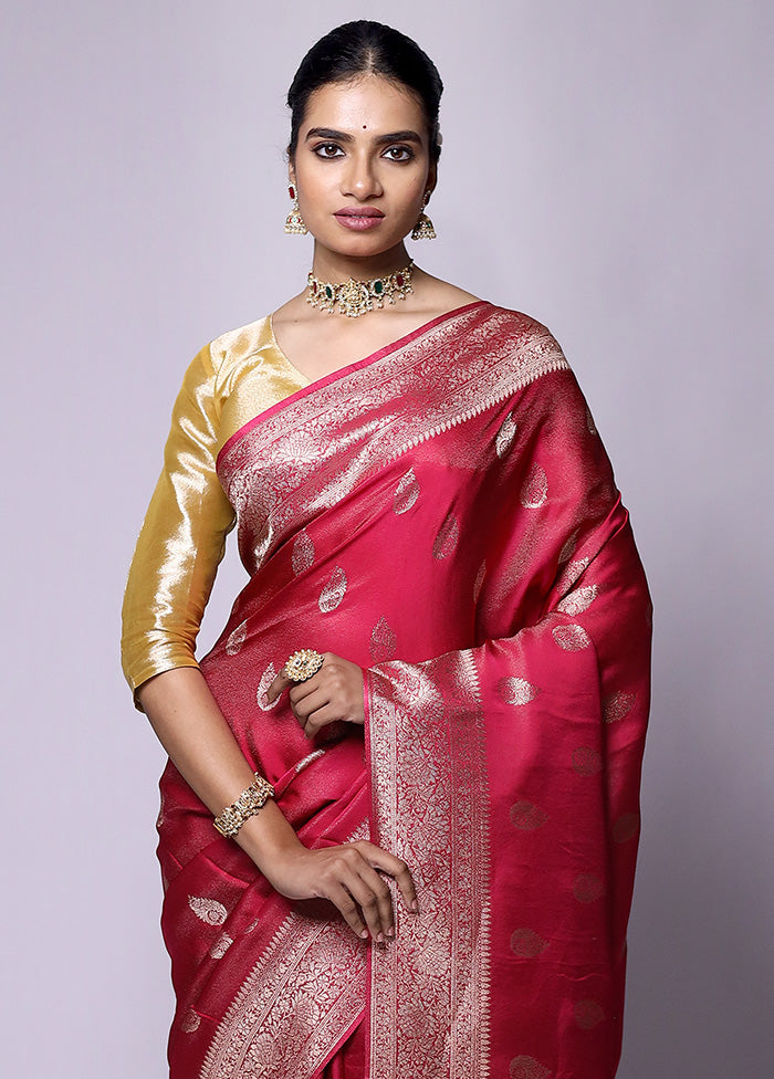 Red Dupion Silk Saree With Blouse Piece