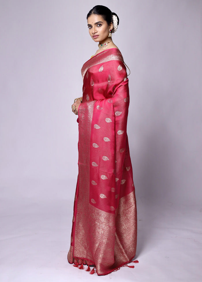 Red Dupion Silk Saree With Blouse Piece