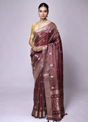 Maroon Dupion Silk Saree With Blouse Piece