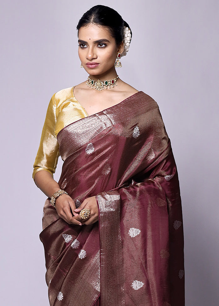 Maroon Dupion Silk Saree With Blouse Piece