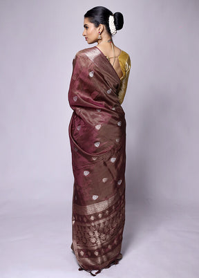 Maroon Dupion Silk Saree With Blouse Piece