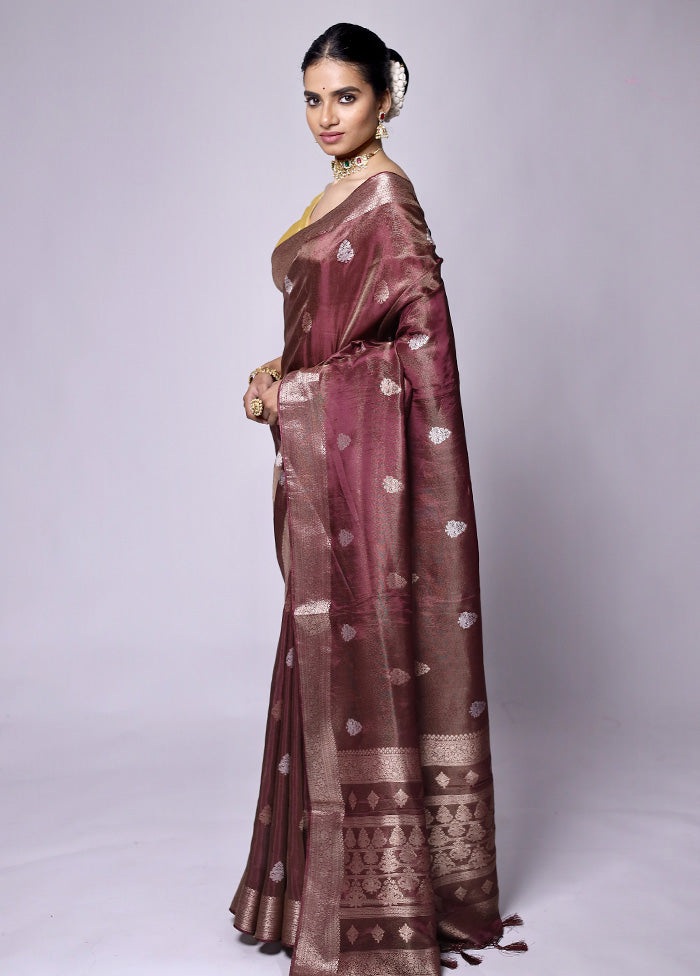 Maroon Dupion Silk Saree With Blouse Piece