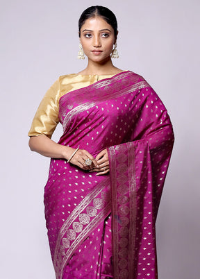 Pink Dupion Silk Saree With Blouse Piece