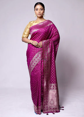 Pink Dupion Silk Saree With Blouse Piece