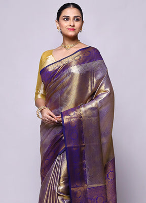 Purple Dupion Silk Saree With Blouse Piece