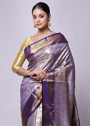 Purple Dupion Silk Saree With Blouse Piece