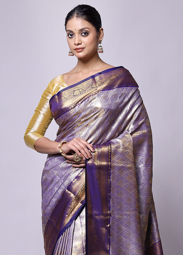 Purple Dupion Silk Saree With Blouse Piece