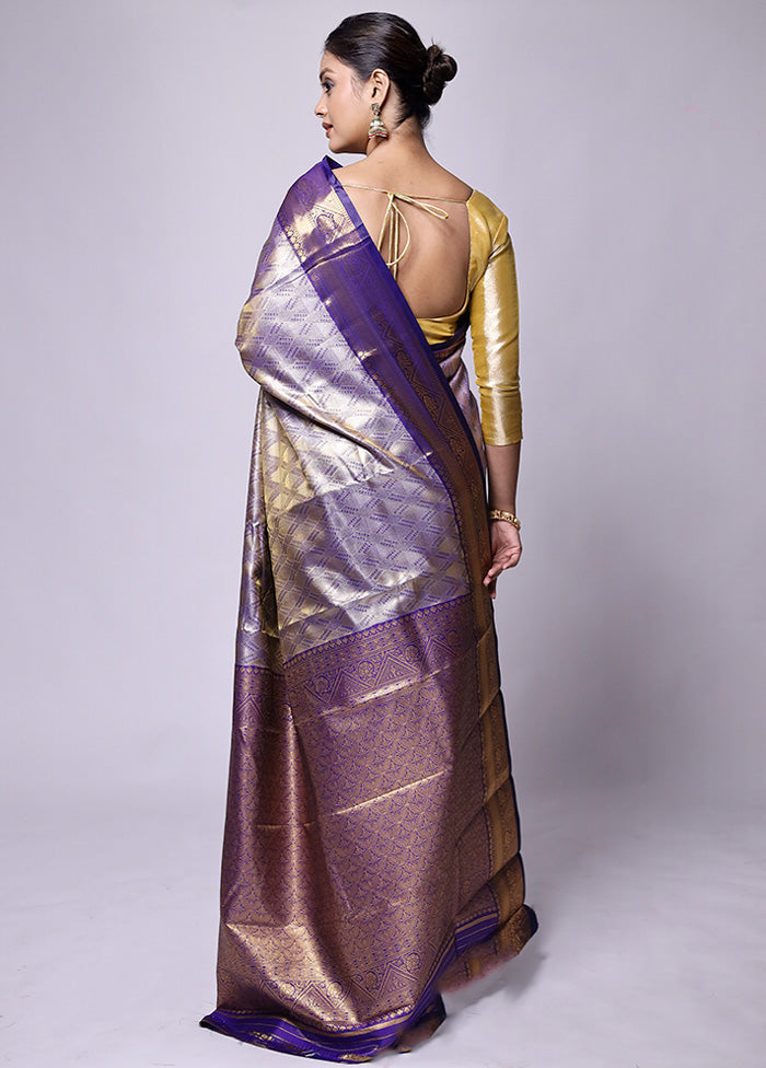 Purple Dupion Silk Saree With Blouse Piece