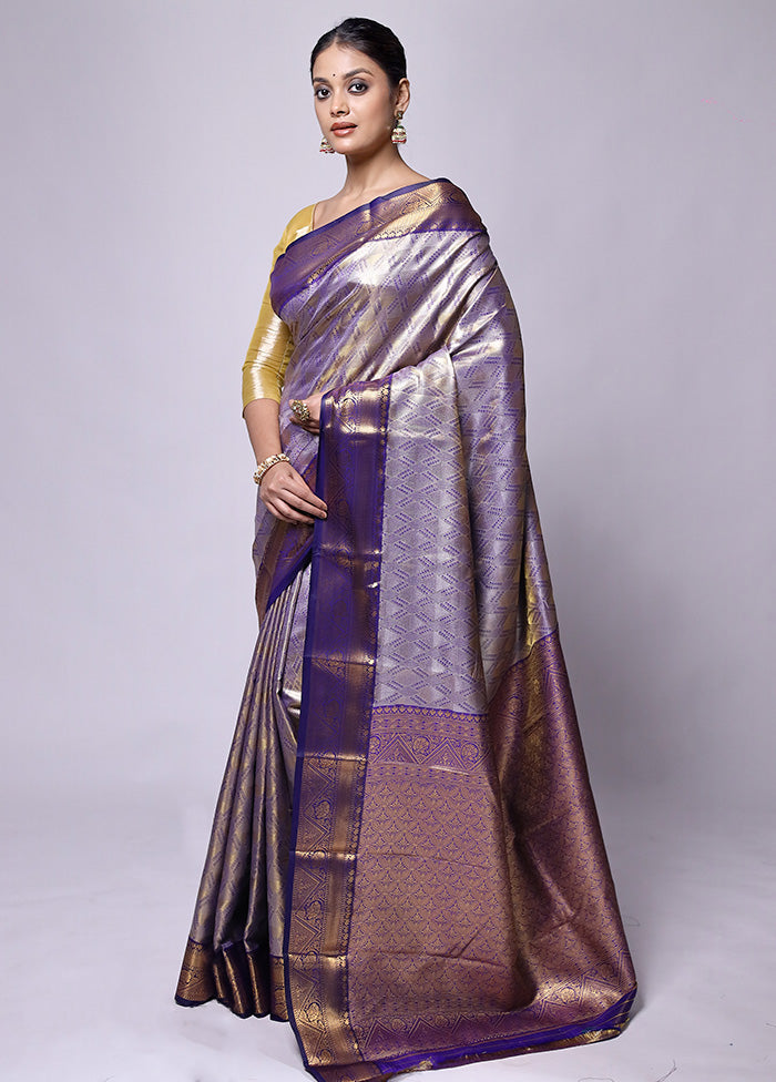 Purple Dupion Silk Saree With Blouse Piece