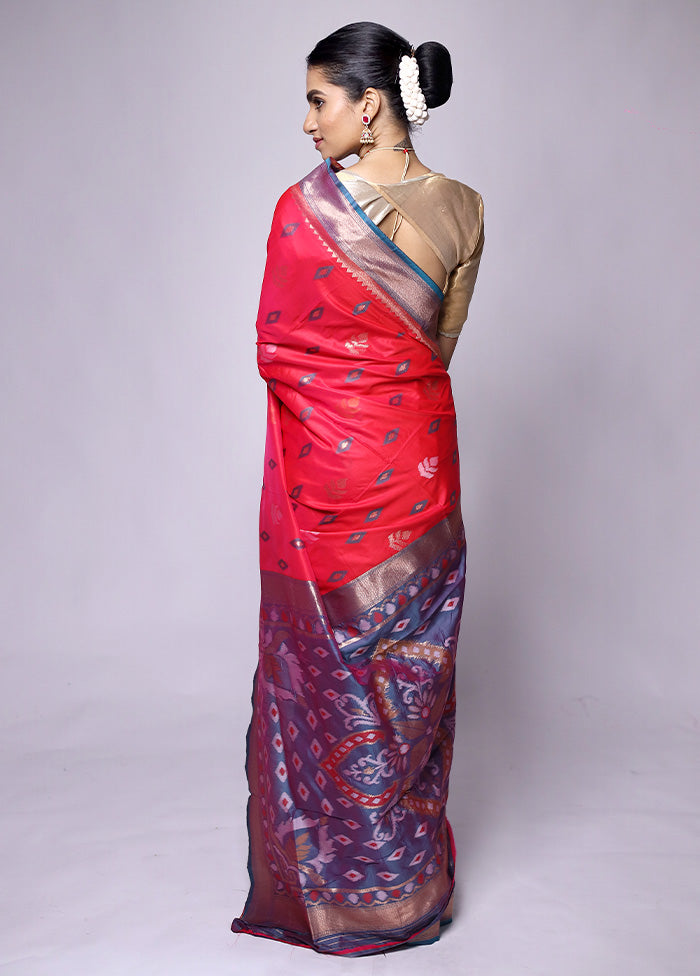 Red Dupion Silk Saree With Blouse Piece