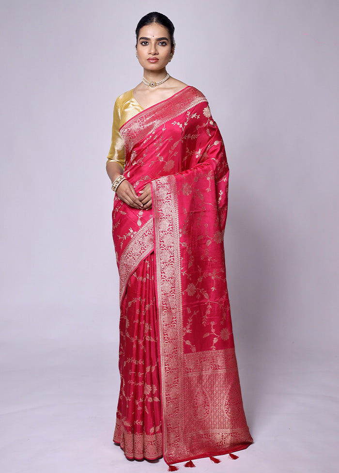 Red Dupion Silk Saree With Blouse Piece