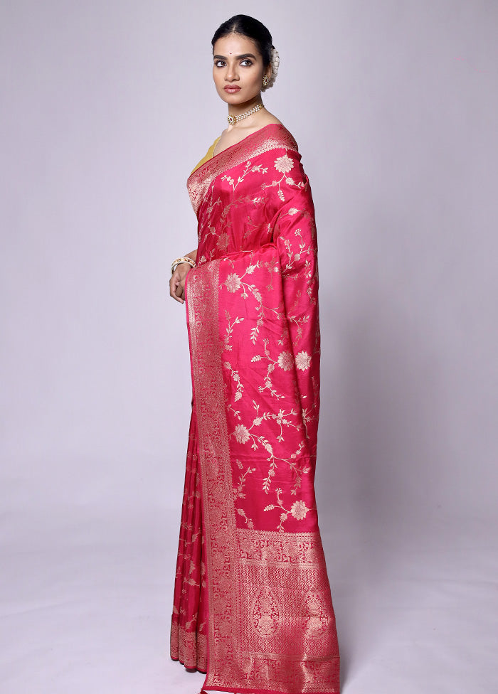 Red Dupion Silk Saree With Blouse Piece