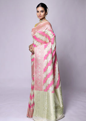 Pink Uppada Silk Saree With Blouse Piece