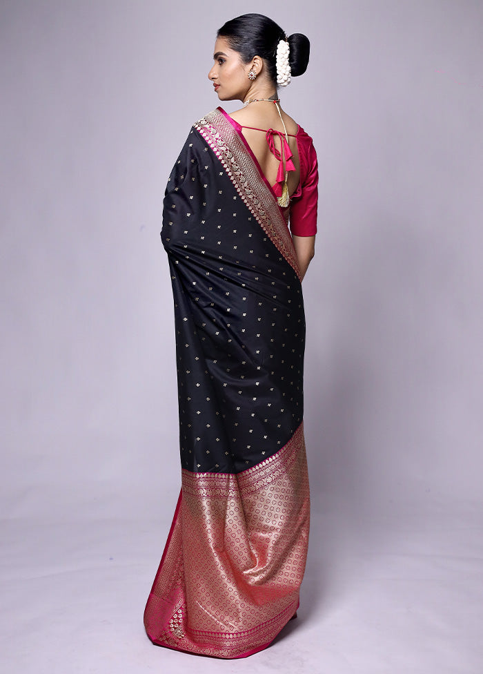 Black Dupion Silk Saree With Blouse Piece