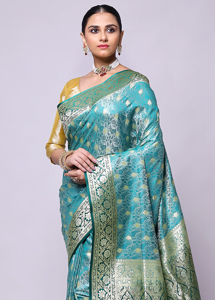 Blue Tanchoi Silk Saree With Blouse Piece