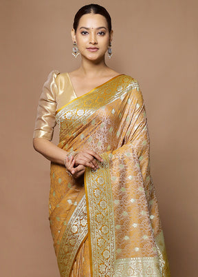 Orange Tanchoi Silk Saree With Blouse Piece