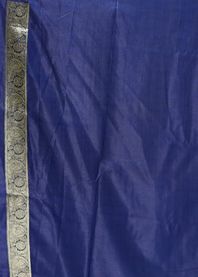 Blue Banarasi Silk Saree With Blouse Piece