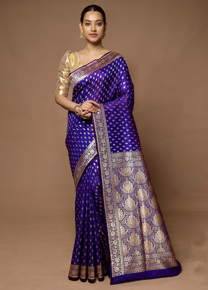 Purple Banarasi Silk Saree With Blouse Piece