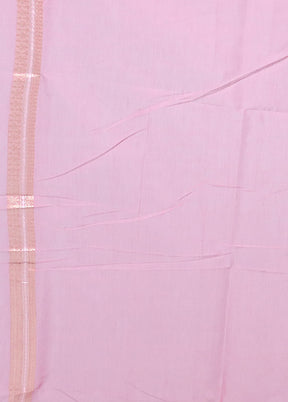 Pink Kora Silk Saree With Blouse Piece