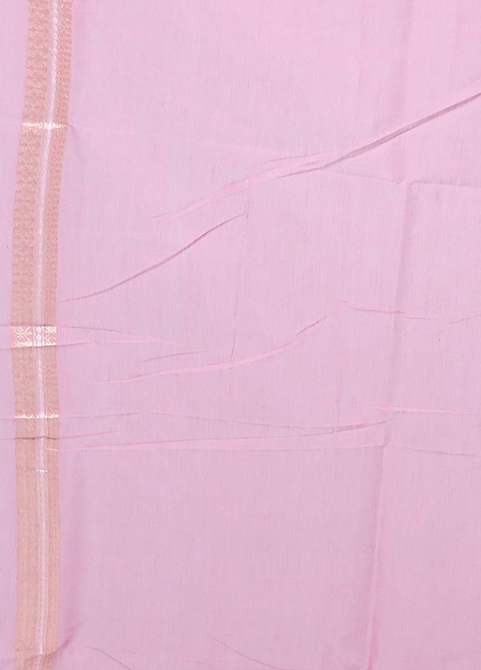 Pink Kora Silk Saree With Blouse Piece