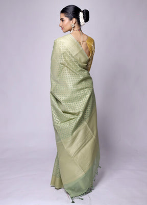 Green Kora Silk Saree With Blouse Piece