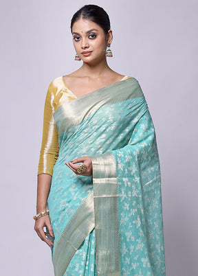 Blue Pure Cotton Saree With Blouse Piece