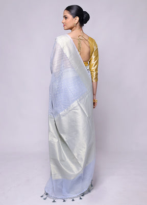 Grey Kora Silk Saree With Blouse Piece