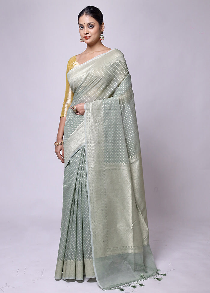 Green Kora Silk Saree With Blouse Piece