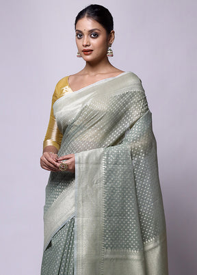 Green Kora Silk Saree With Blouse Piece