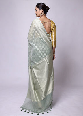 Green Kora Silk Saree With Blouse Piece