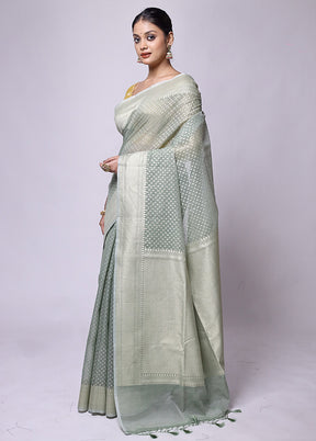 Green Kora Silk Saree With Blouse Piece