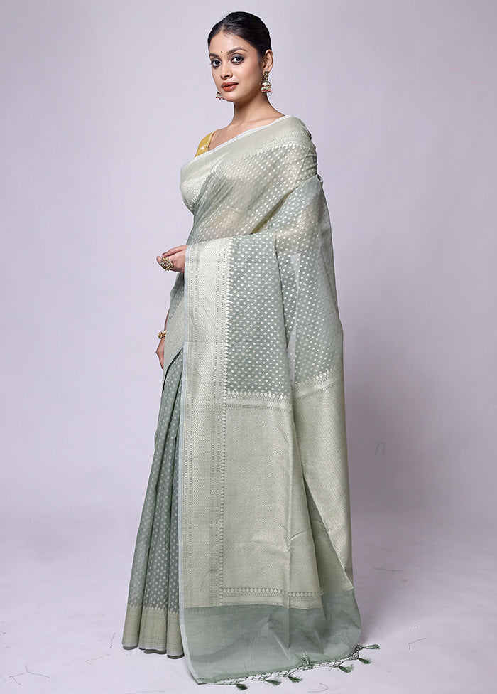 Green Kora Silk Saree With Blouse Piece