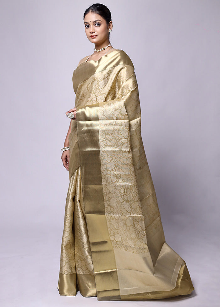 Golden Tissue Silk Saree With Blouse Piece