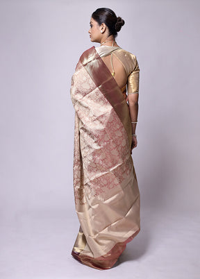 Pink Tissue Silk Saree With Blouse Piece