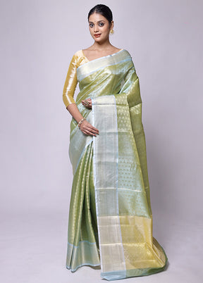 Green Tissue Silk Saree With Blouse Piece