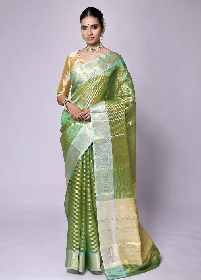 Green Tissue Silk Saree With Blouse Piece