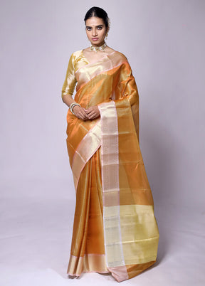 Yellow Tissue Silk Saree With Blouse Piece