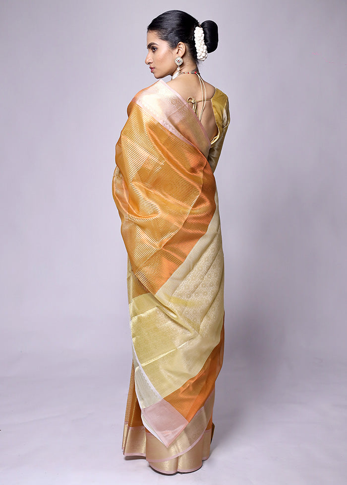 Yellow Tissue Silk Saree With Blouse Piece