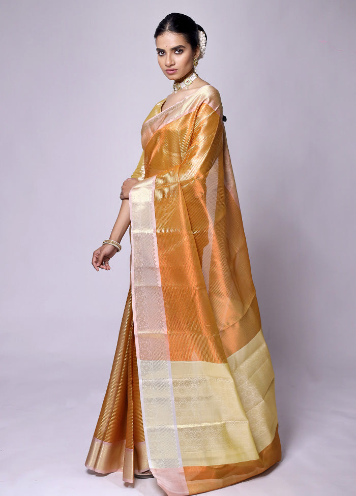 Yellow Tissue Silk Saree With Blouse Piece