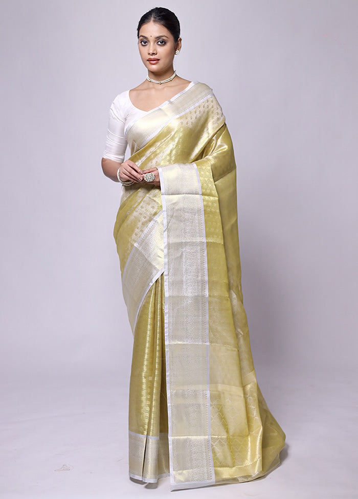 Yellow Tissue Silk Saree With Blouse Piece