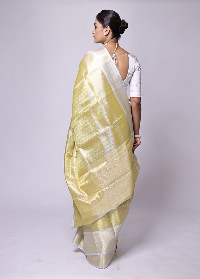 Yellow Tissue Silk Saree With Blouse Piece