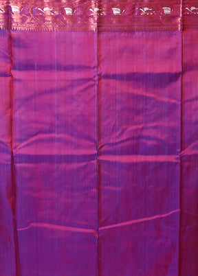 Purple Handloom Baluchari Pure Silk Saree With Blouse Piece