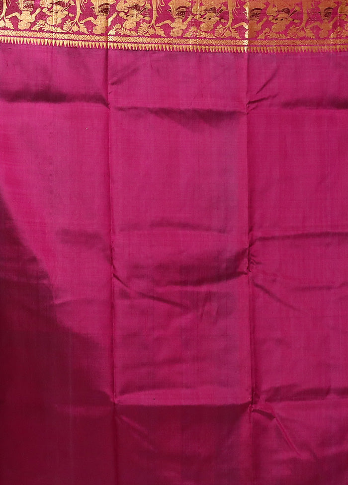 Maroon Handloom Baluchari Pure Silk Saree With Blouse Piece